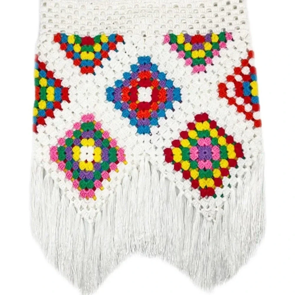 Nessi Byrd Girls Santa‎ Crochet Skirt White Fringe Sz 14 Luxury Resort Coverup